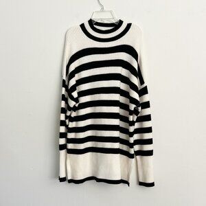 Philosophy Black and White Striped Turtleneck Sweater